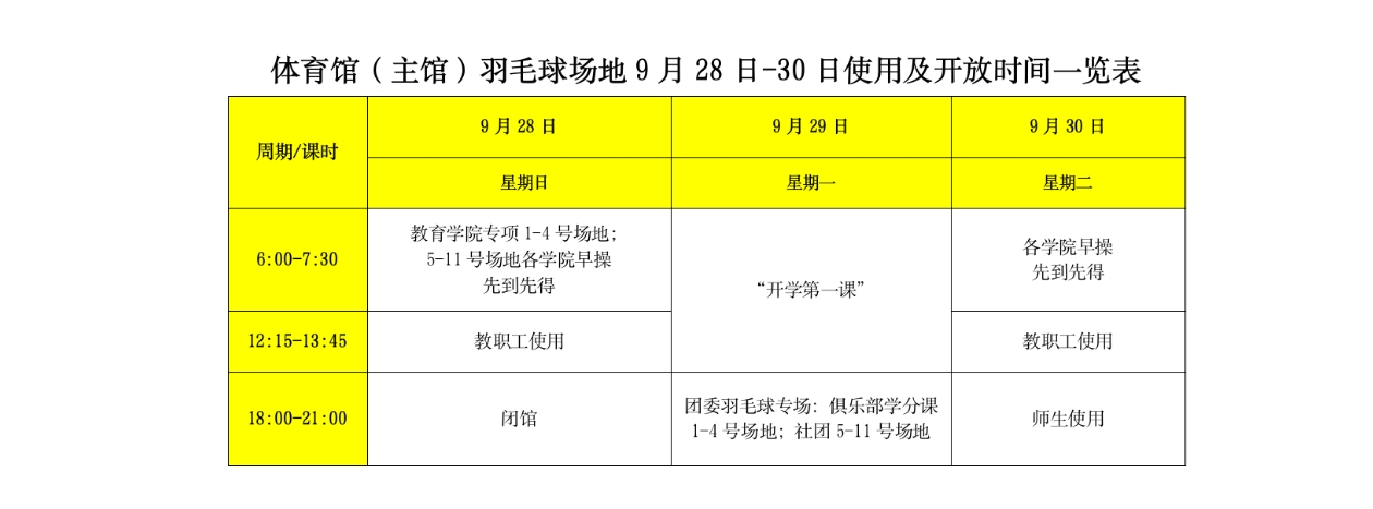 体育馆（主馆）羽毛球场地9月28日-30日使用及开放时间一览表.jpg